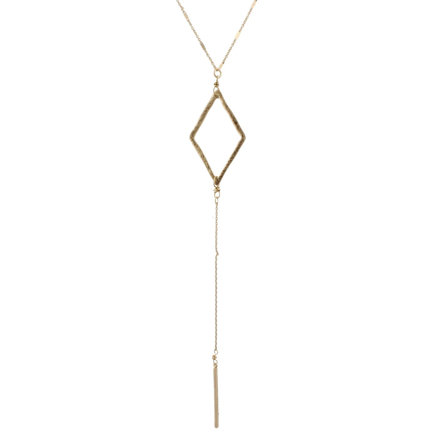 30" Y Necklace with 2-Tone Diamond, 3" Ext