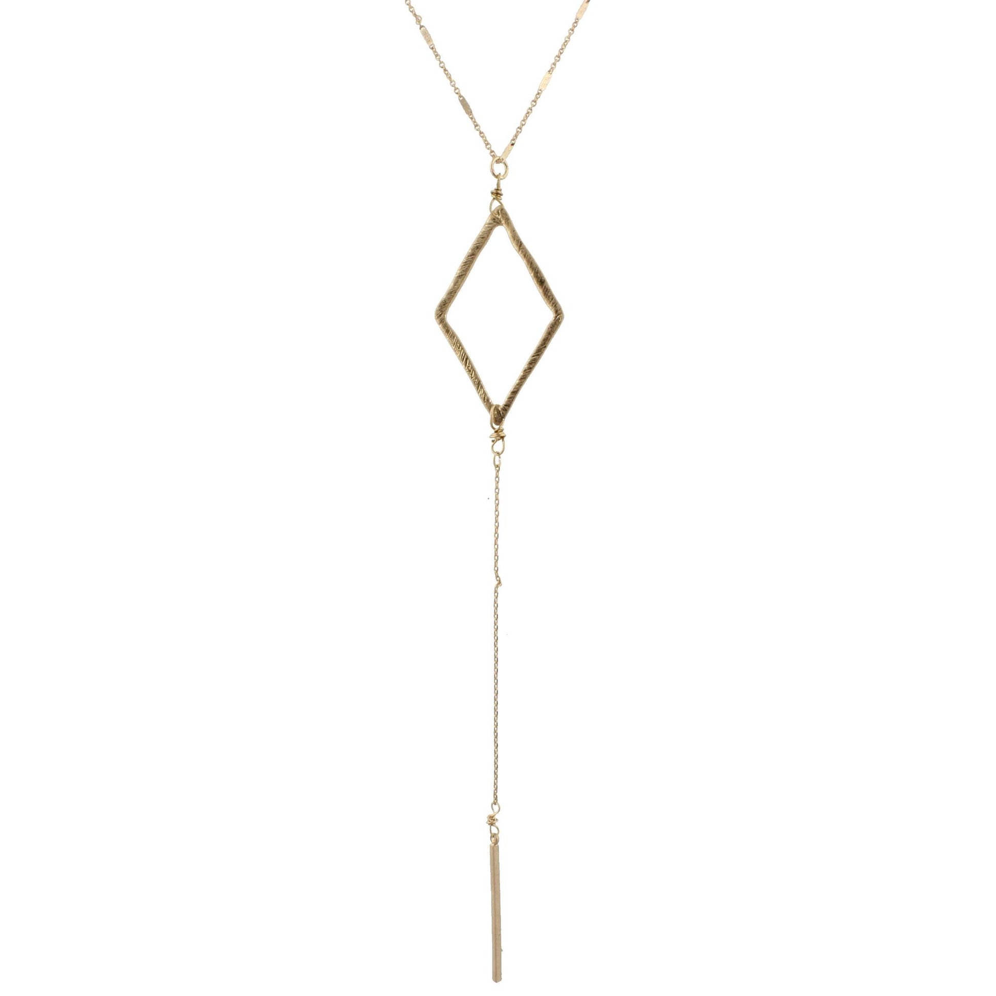 30" Y Necklace with 2-Tone Diamond, 3" Ext