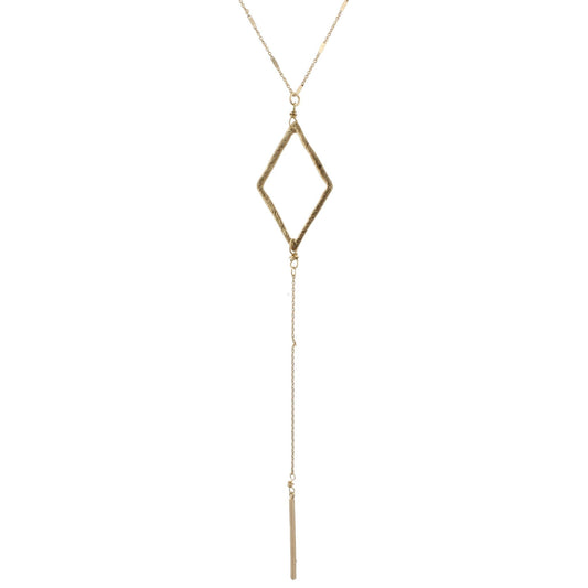 30" Y Necklace with 2-Tone Diamond, 3" Ext