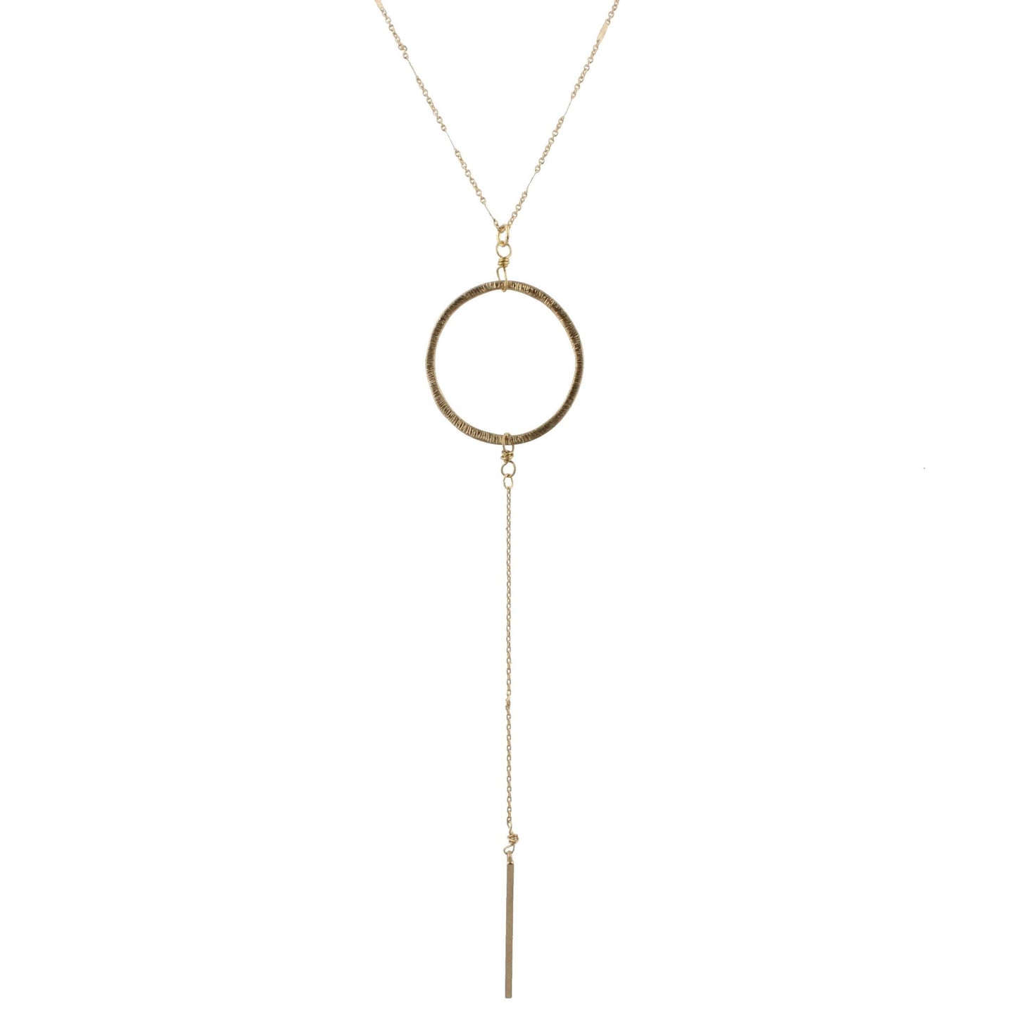 30" Y Necklace with Gold Circle, 3" Ext