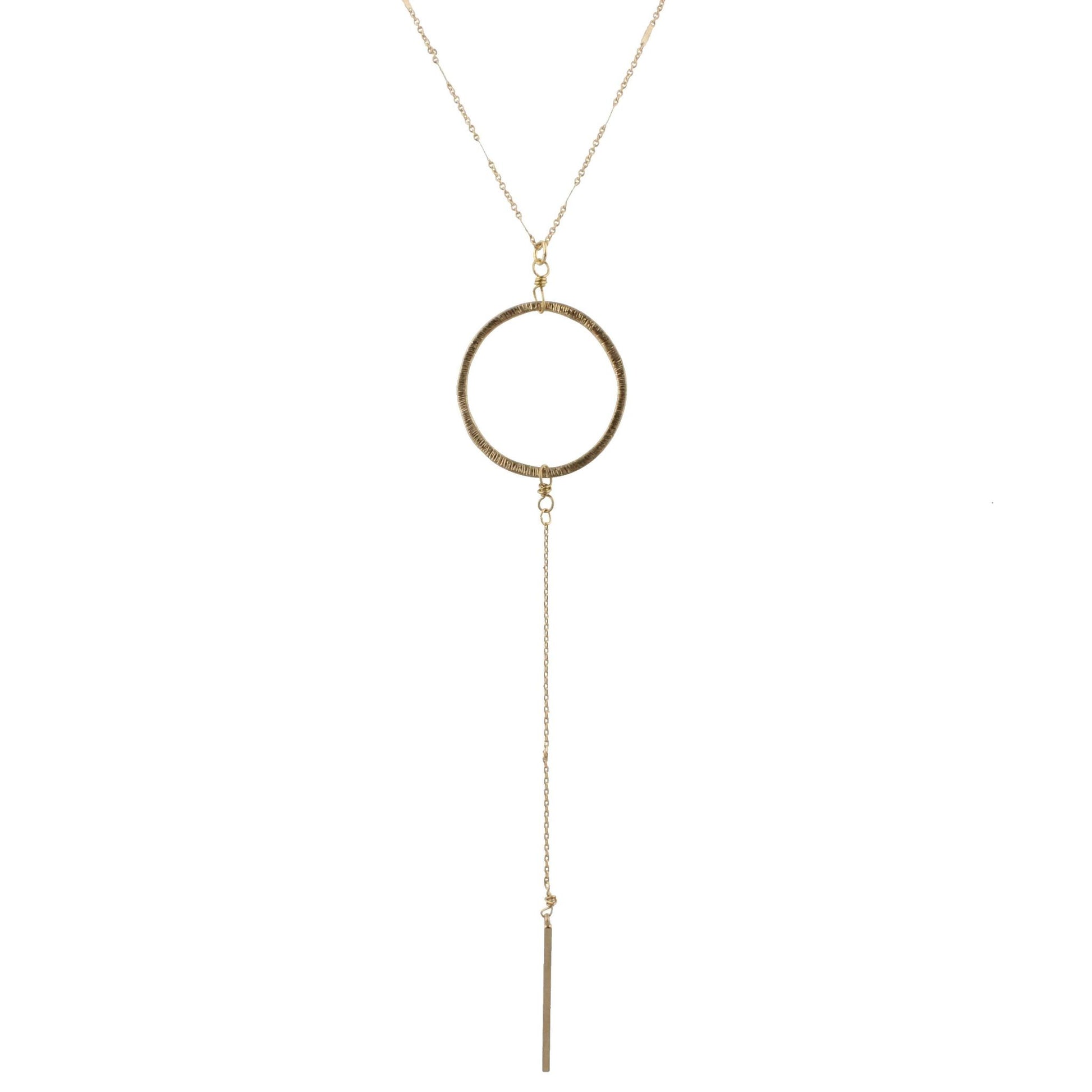 30" Y Necklace with Gold Circle, 3" Ext