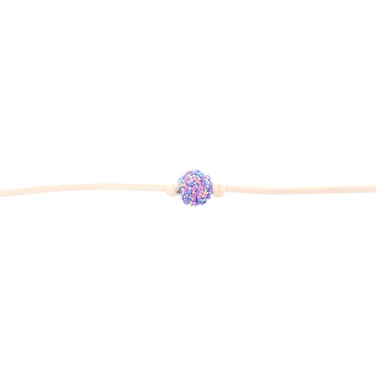 12" Kids Cream Choker Necklace with Purple Glitter Ball, 2" Ext
