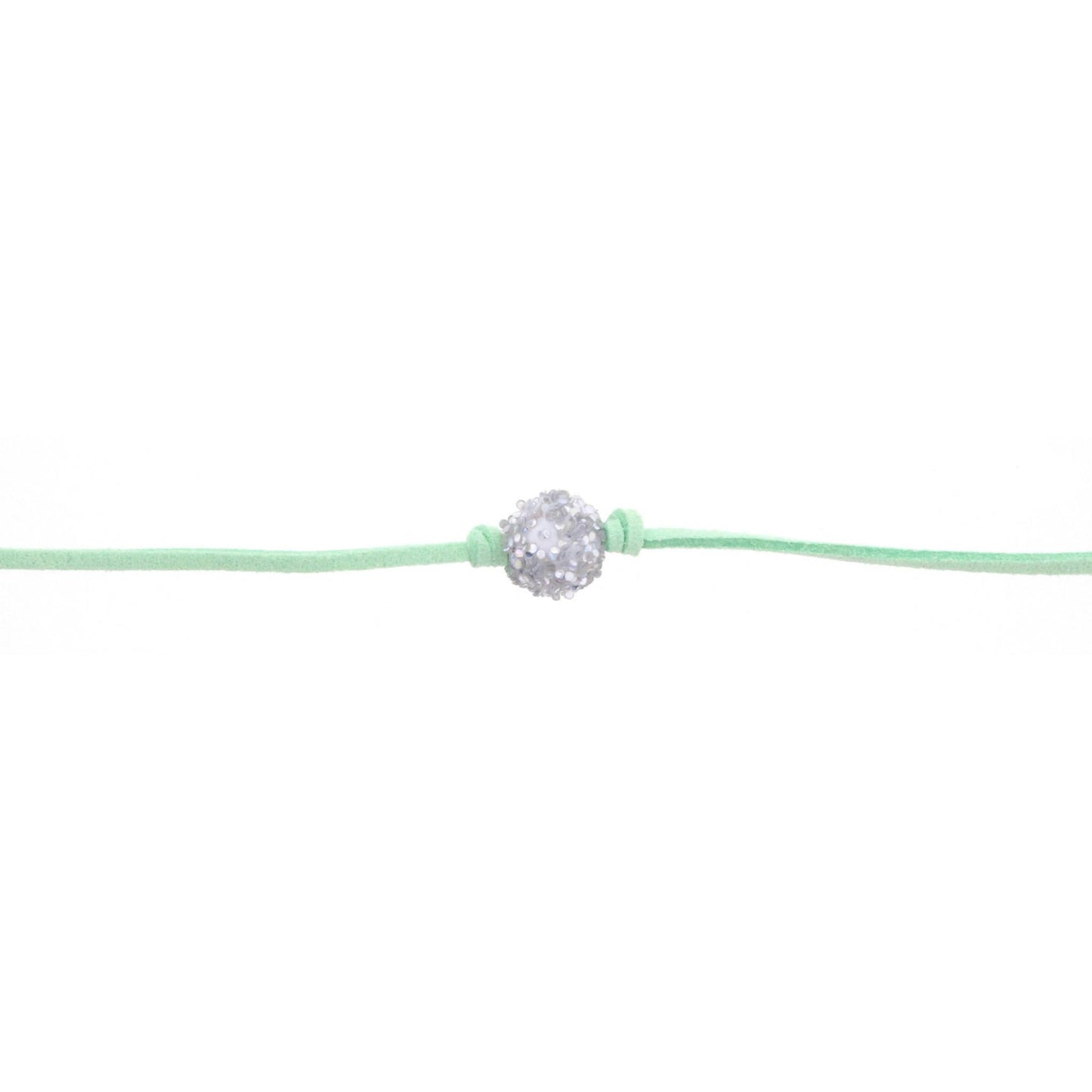 12" Kids Mint Green Choker Necklace with Silver AB Glitter Ball, 2" Ext