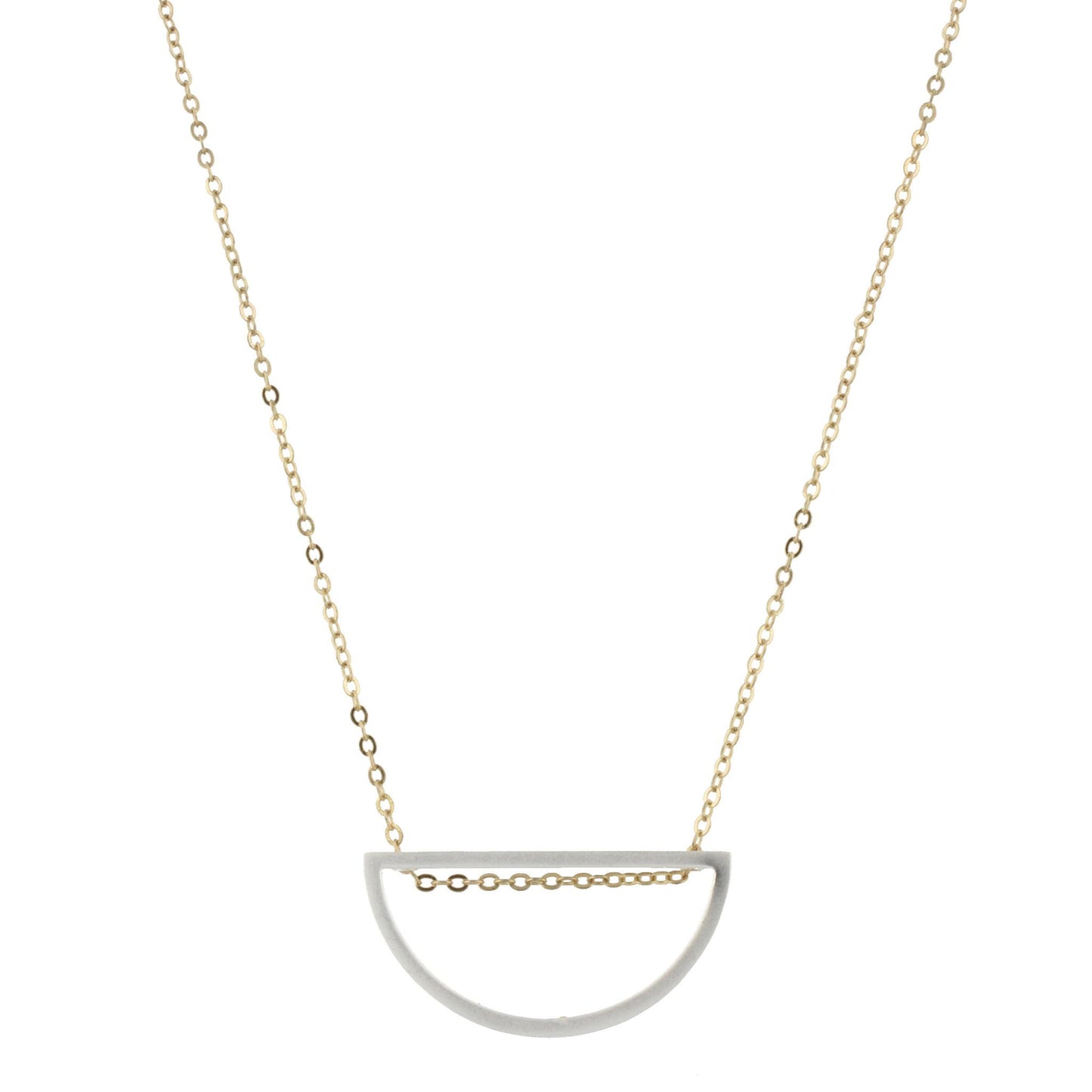 30" Gold Chain Necklace with Half Circle, 3" Ext