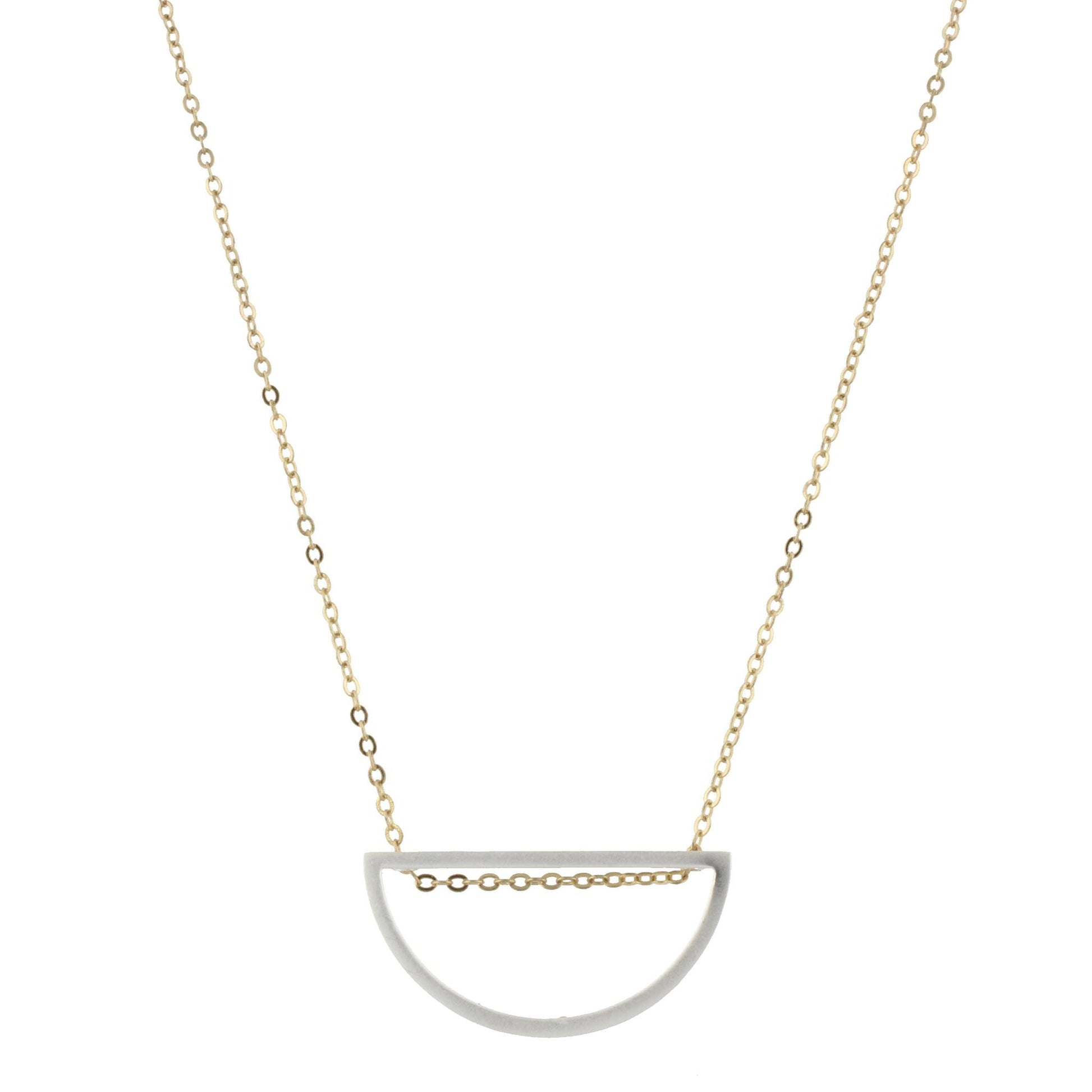 30" Gold Chain Necklace with Half Circle, 3" Ext