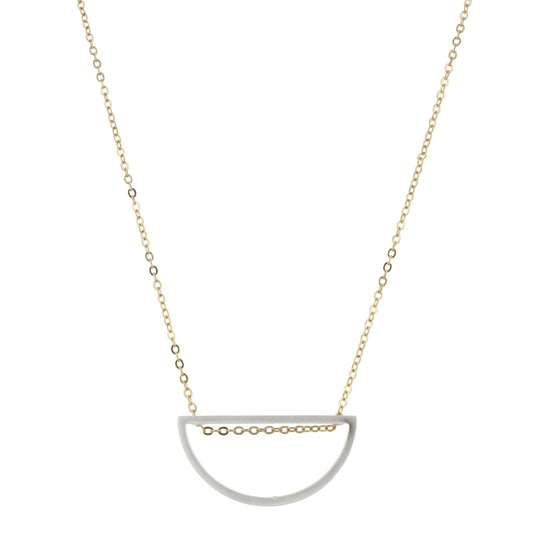 30" Gold Chain Necklace with Half Circle, 3" Ext