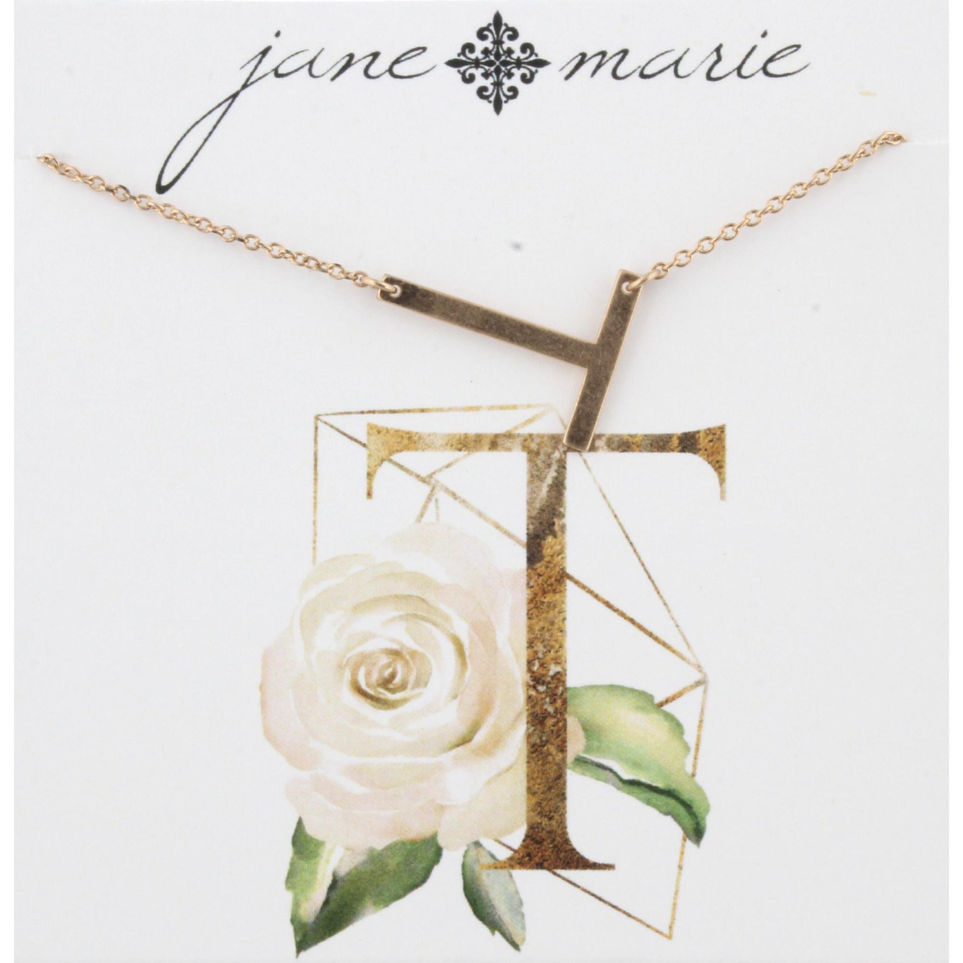 16" Gold T Initial Necklace, 3" Ext