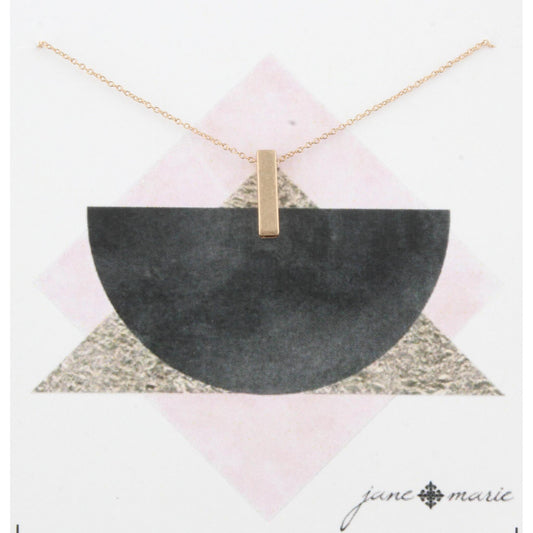 16" Gold Chain Necklace with Delicate Gold Bar, 3" Ext