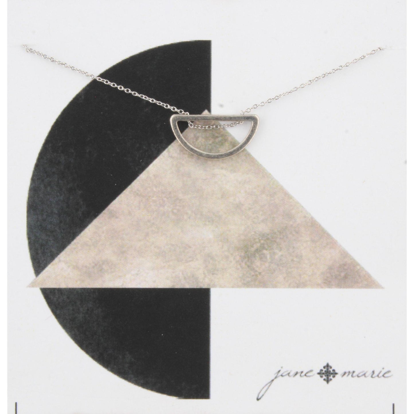 16" Silver Chain Necklace with Delicate SIlver Half Circle, 3" Ext