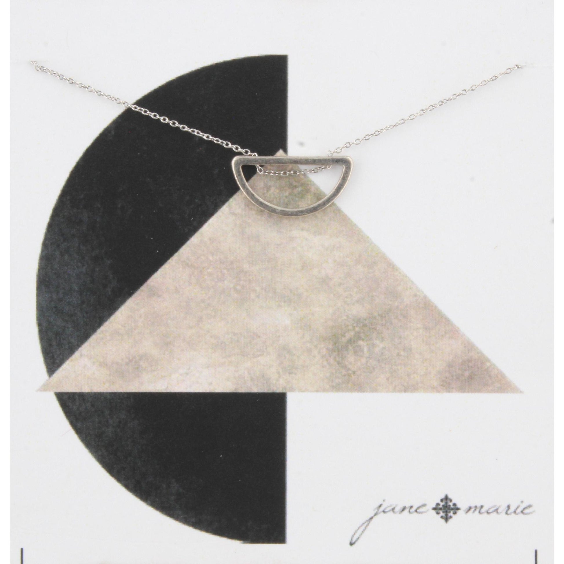 16" Silver Chain Necklace with Delicate SIlver Half Circle, 3" Ext