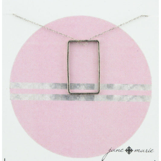 16" Silver Chain Necklace with Delicate Silver Rectangle, 3" Ext,