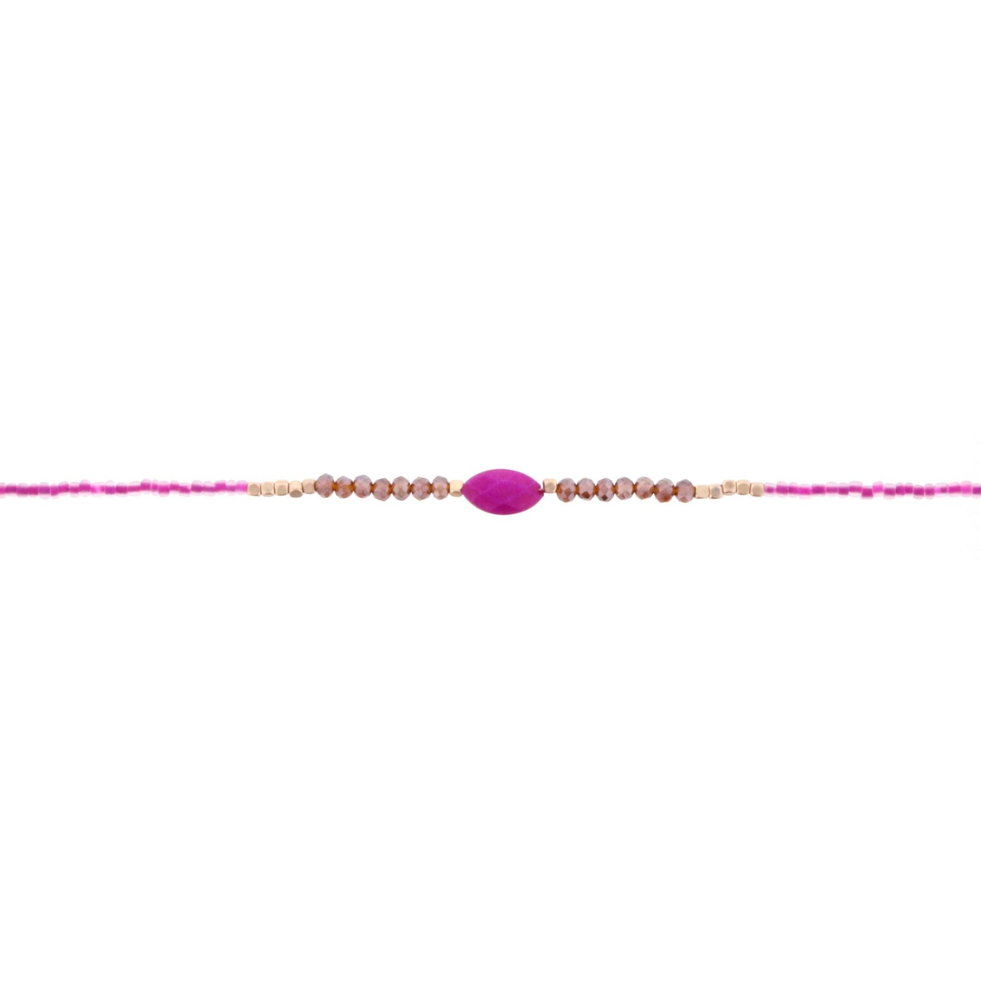 12" Kids Fuschia, Purple, Topaz Choker Necklace with Fuschia Stone, 2" Ext