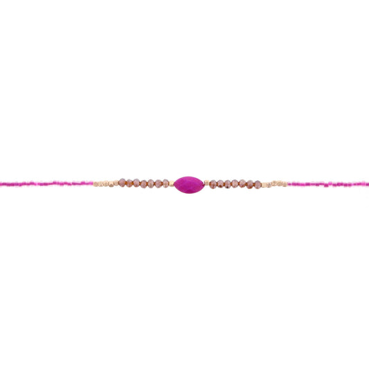 12" Kids Fuschia, Purple, Topaz Choker Necklace with Fuschia Stone, 2" Ext