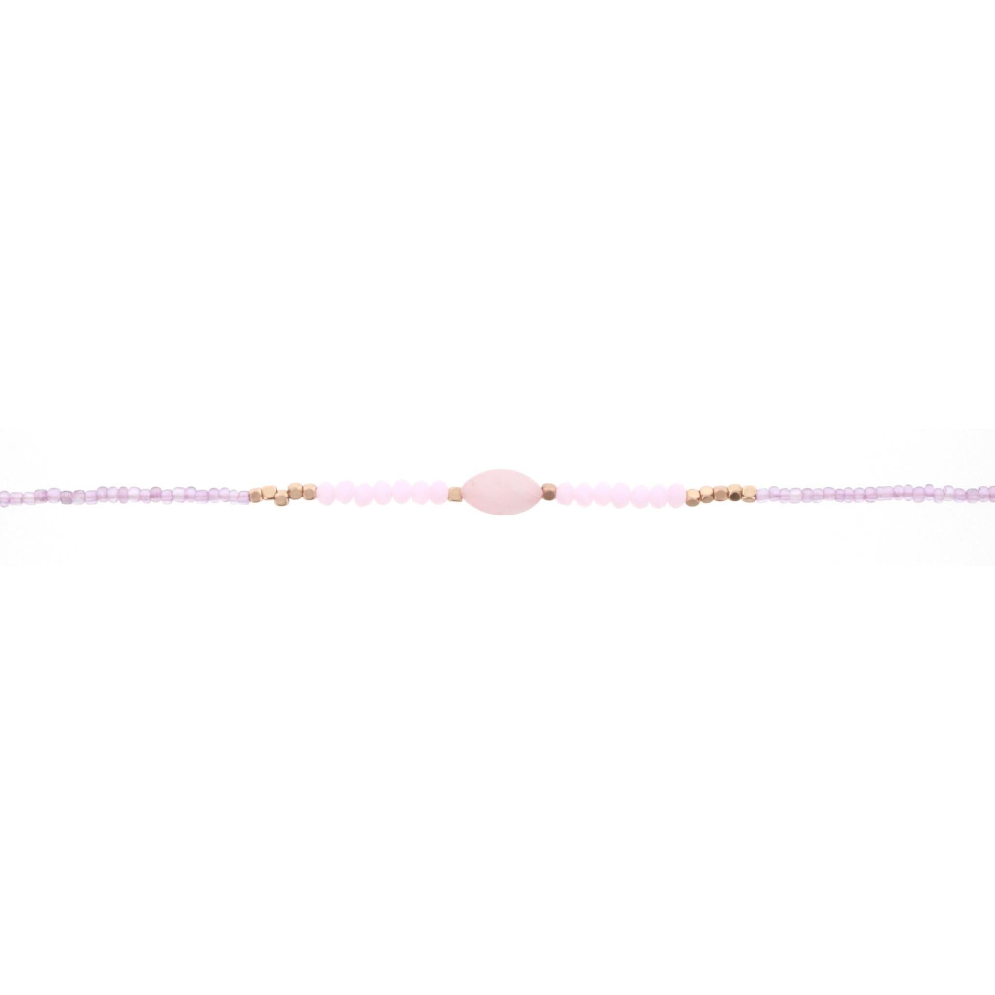 12" Kids Light Purple, Light Pink Choker Necklace with Pink Stone, 2" Ext