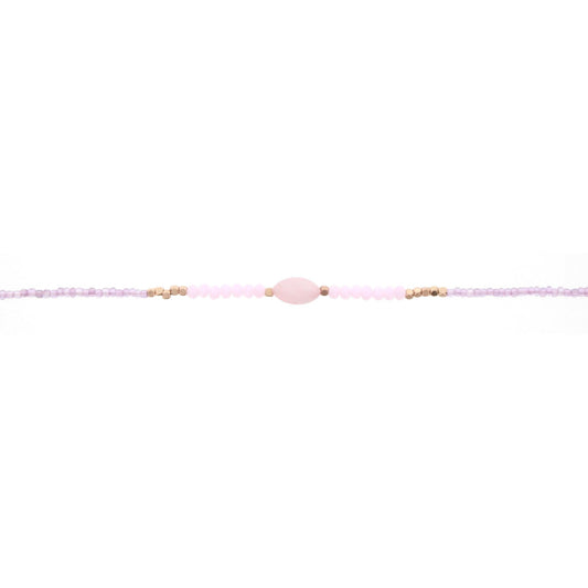 12" Kids Light Purple, Light Pink Choker Necklace with Pink Stone, 2" Ext