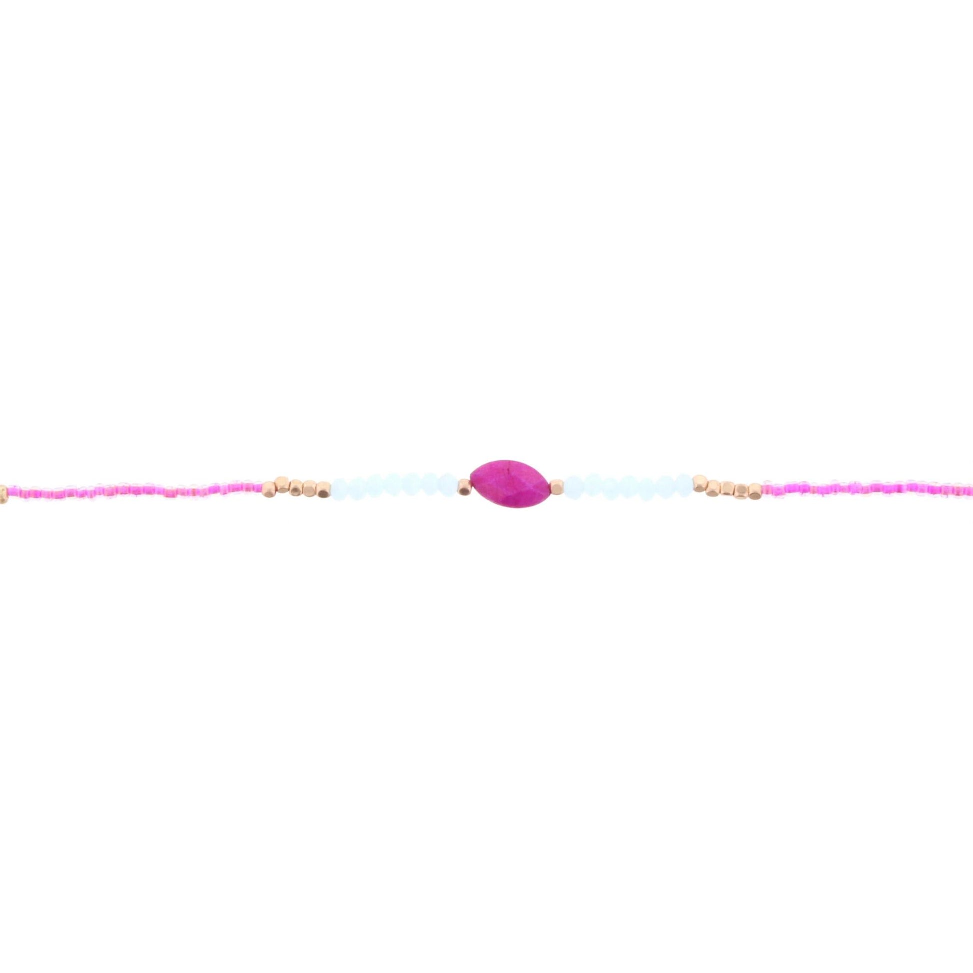 12" Kids Teal, Mint, Pink, Light Blue Choker Necklace with Fuschia Stone, 2" Ext