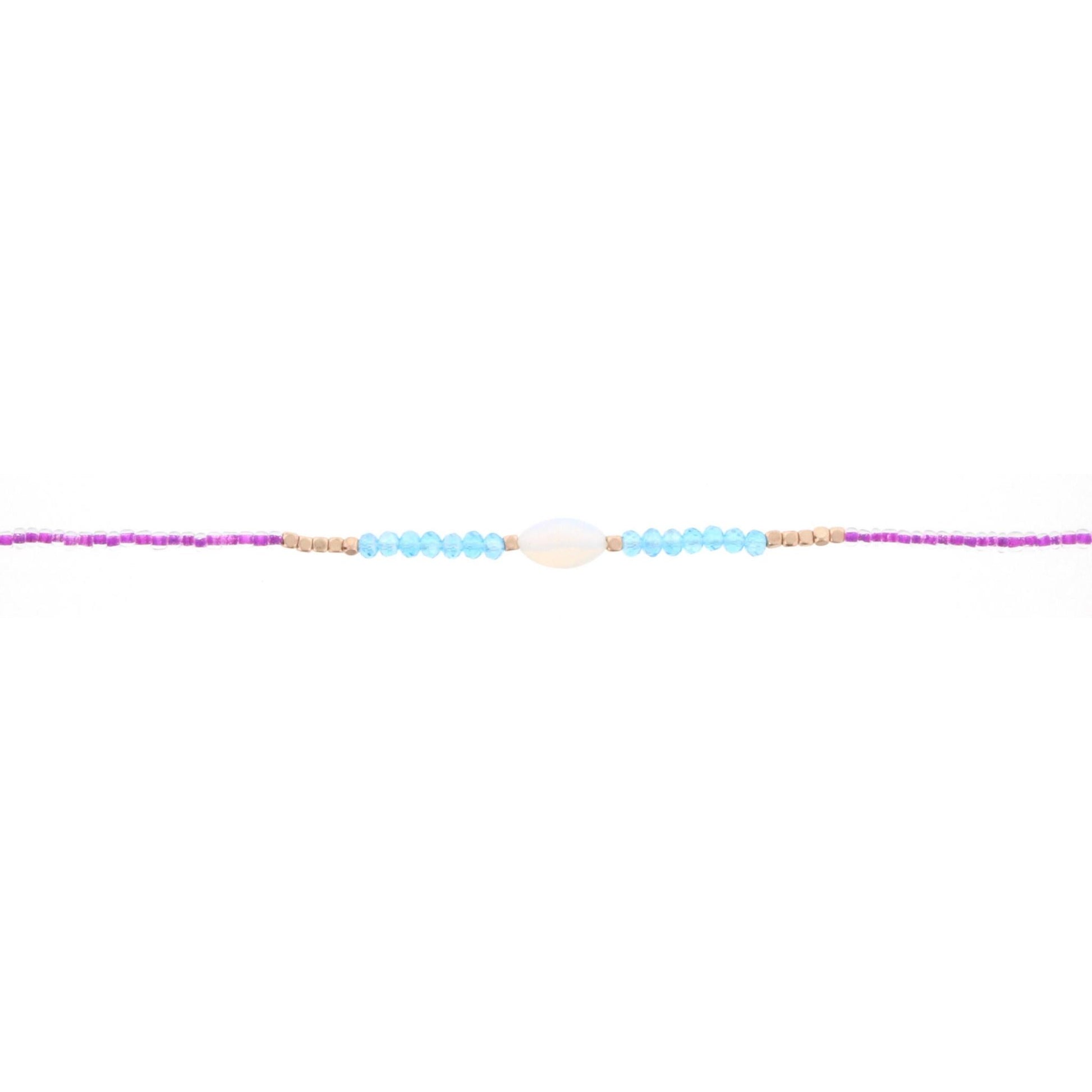 12" Kids Hot Pink, Teal, Aqua Choker Necklace with Opal Stone, 2" Ext