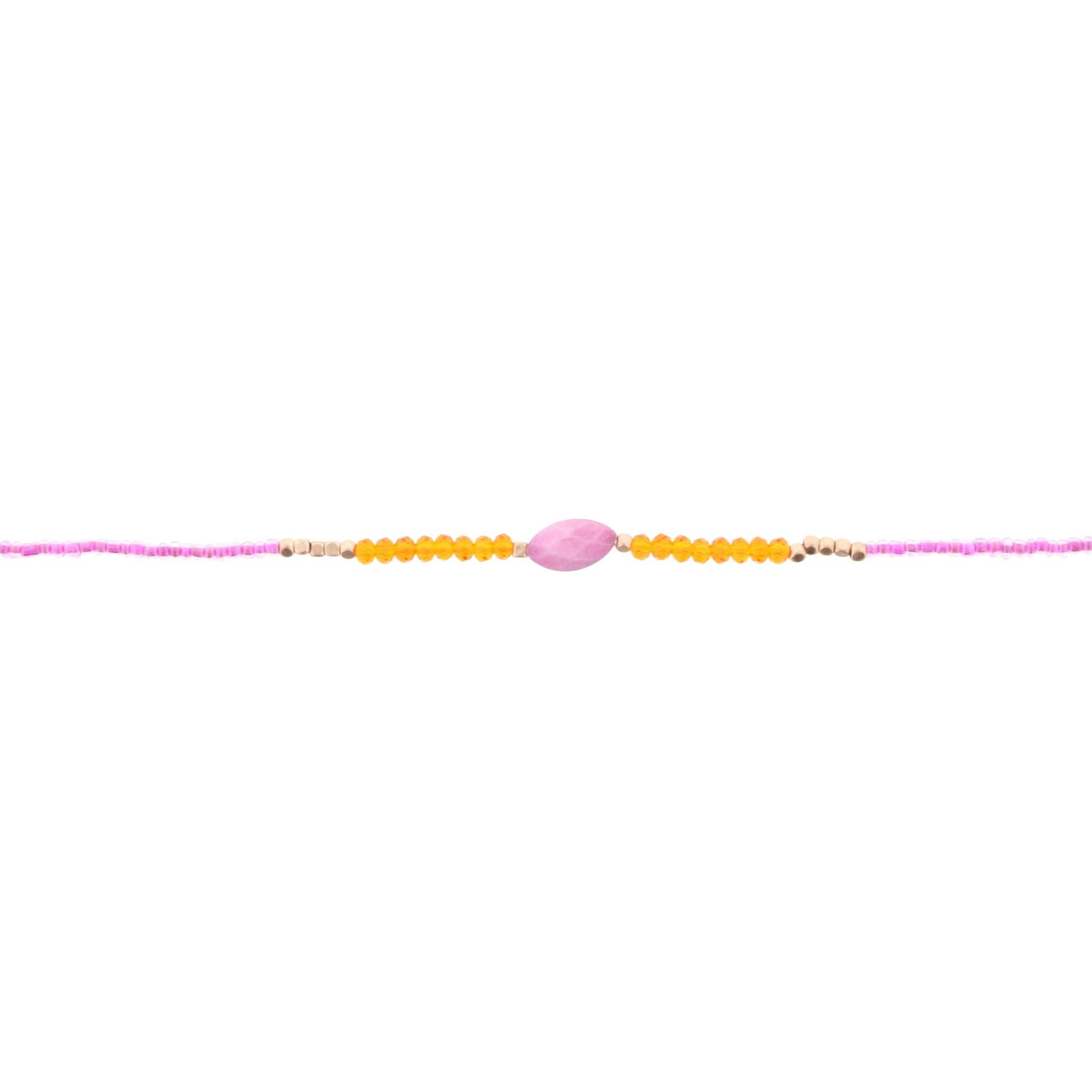 12" Kids Orange, Pink, Fuschia Choker Necklace with Pink Stone, 2" Ext