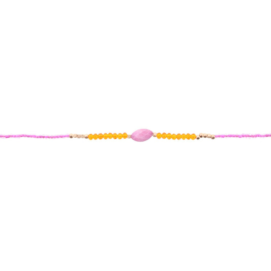 12" Kids Orange, Pink, Fuschia Choker Necklace with Pink Stone, 2" Ext
