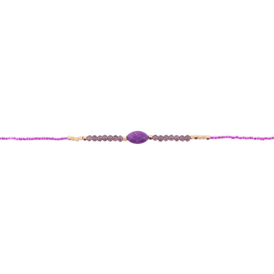 12" Kids Purple Choker Necklace with Purple Stone, 2" Ext