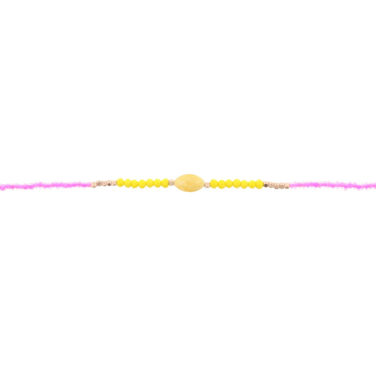 12" Kids Hot Pink, Yellow Choker Necklace with Yellow Stone, 2" Ext