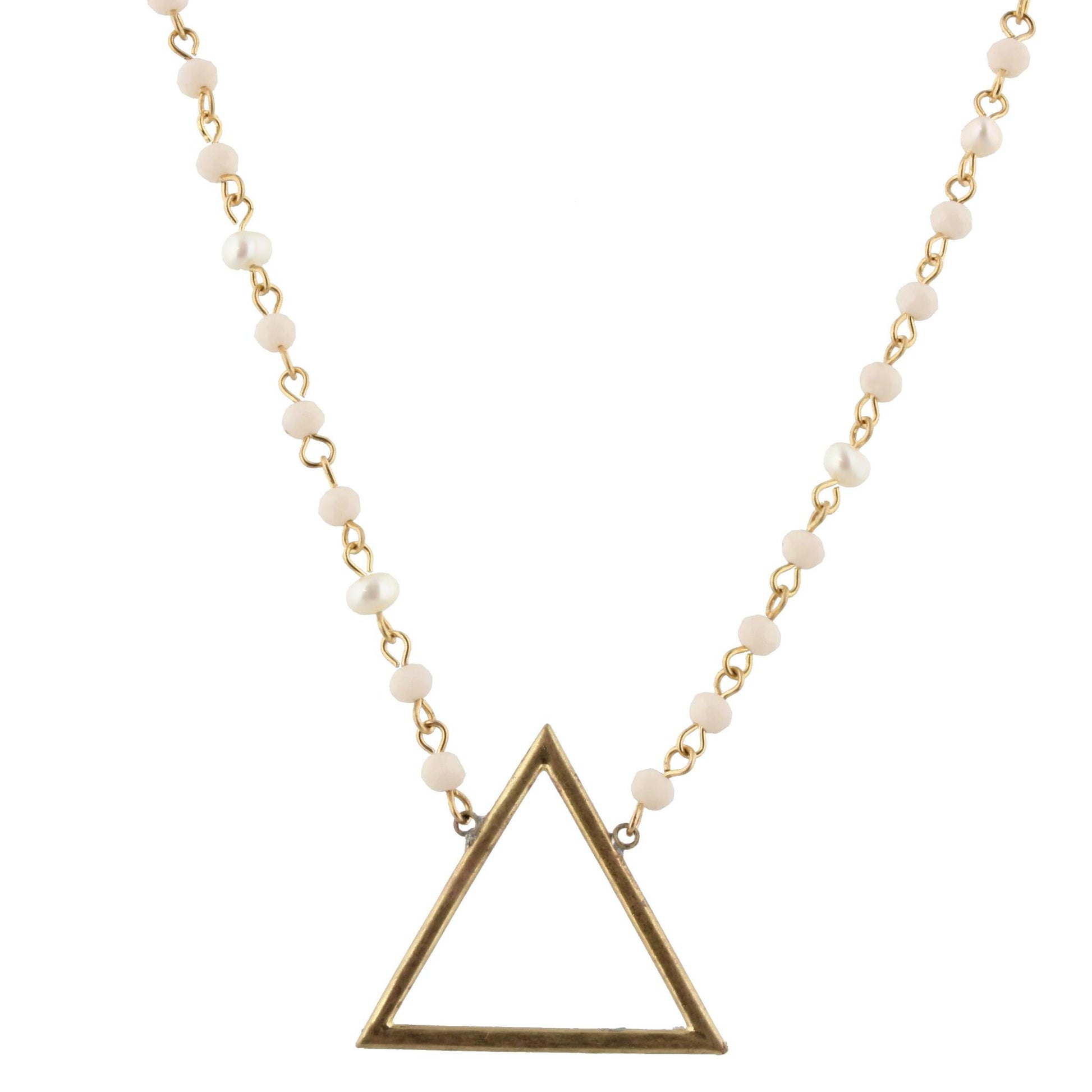 18" Nude Linked Necklace with Triangle, 3" Ext