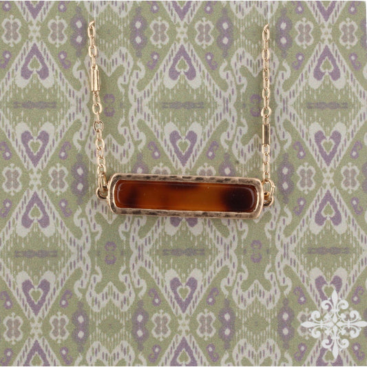 16" Brown Resin Bar Necklace, 3" Ext