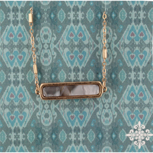 16" Grey Resin Bar Necklace, 3" Ext