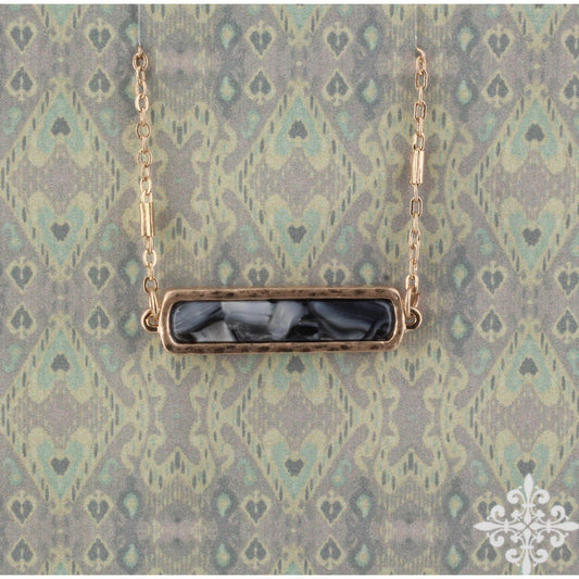 16" Jet and Grey Resin Bar Necklace, 3" Ext