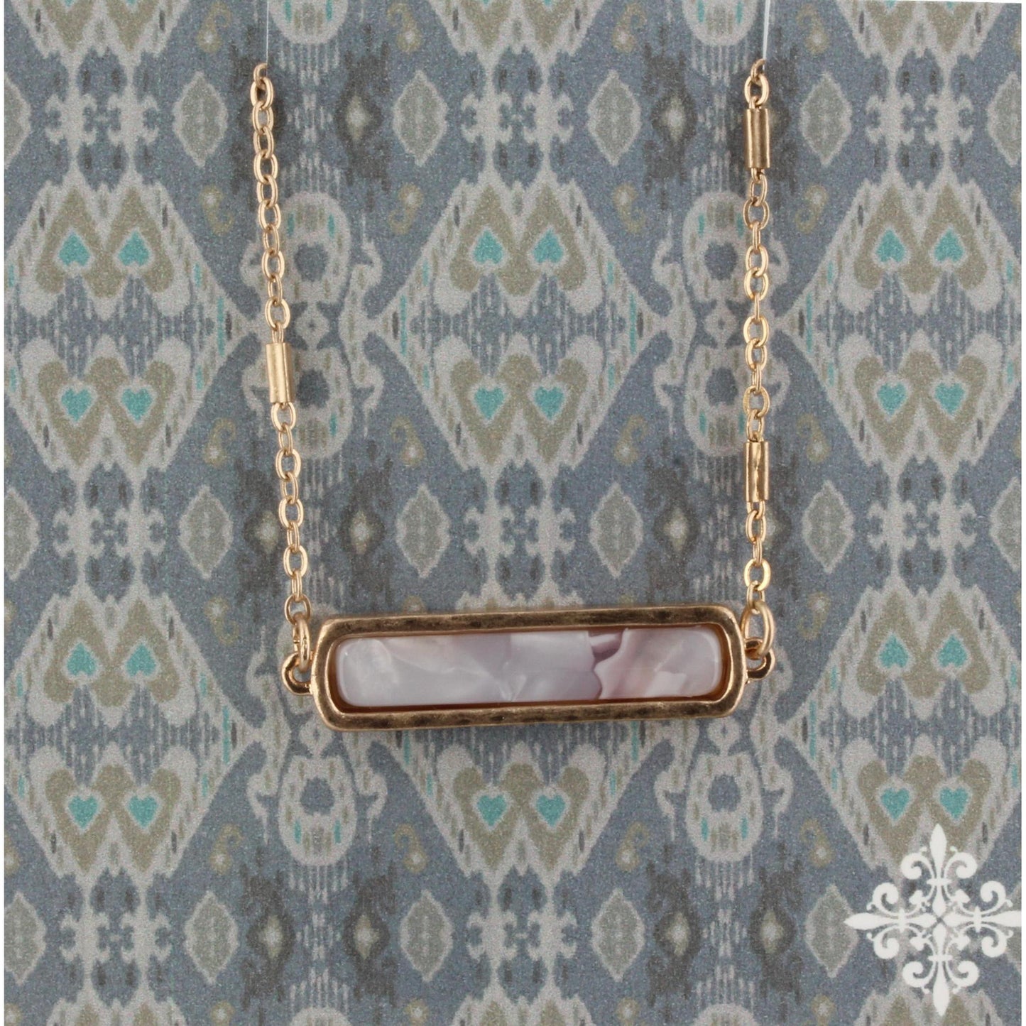 16" Light Purple Resin Bar Necklace, 3" Ext