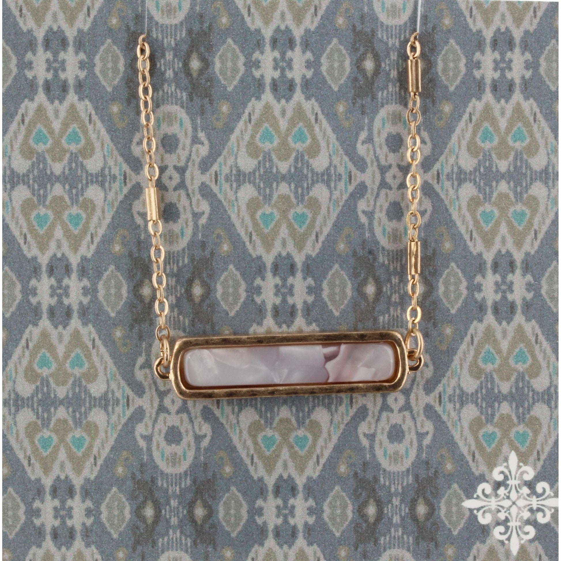 16" Light Purple Resin Bar Necklace, 3" Ext