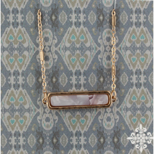 16" Light Purple Resin Bar Necklace, 3" Ext