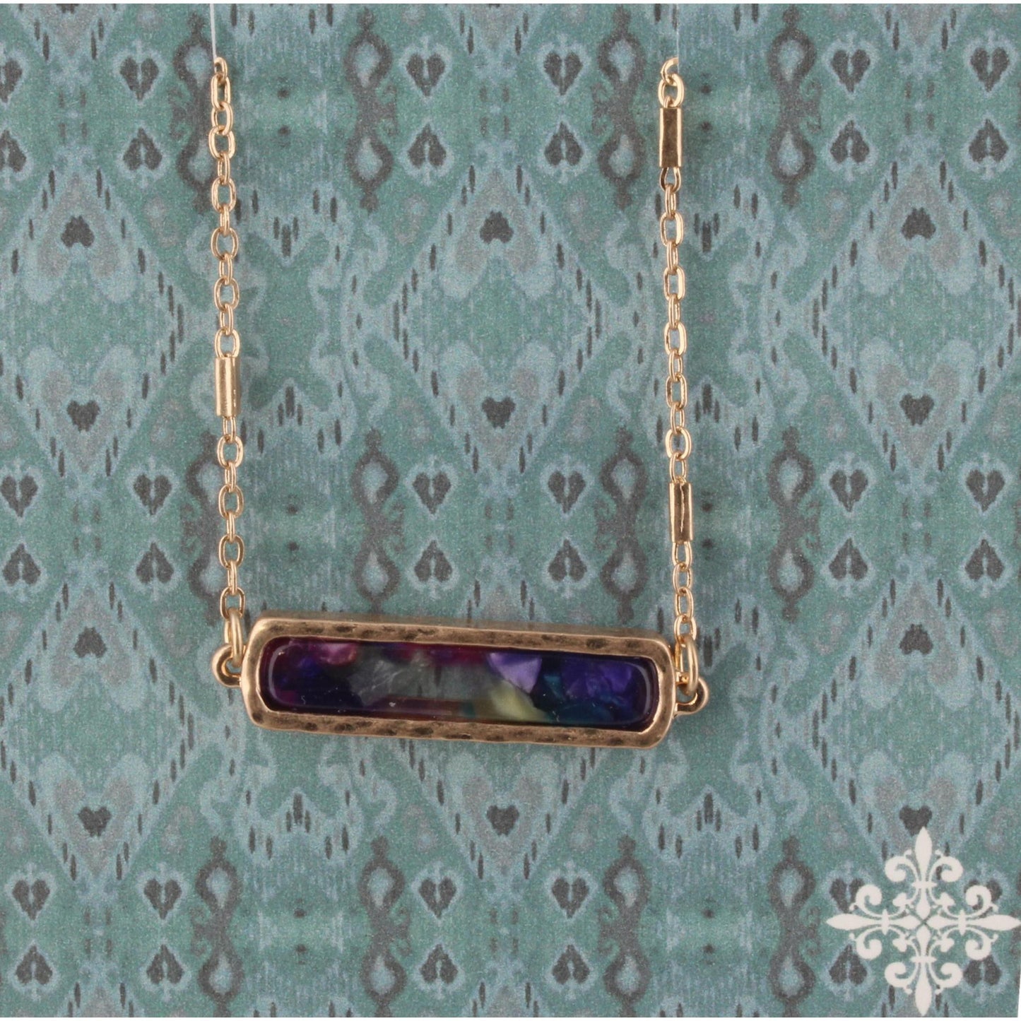 16" Mult Resin Bar Necklace, 3" Ext