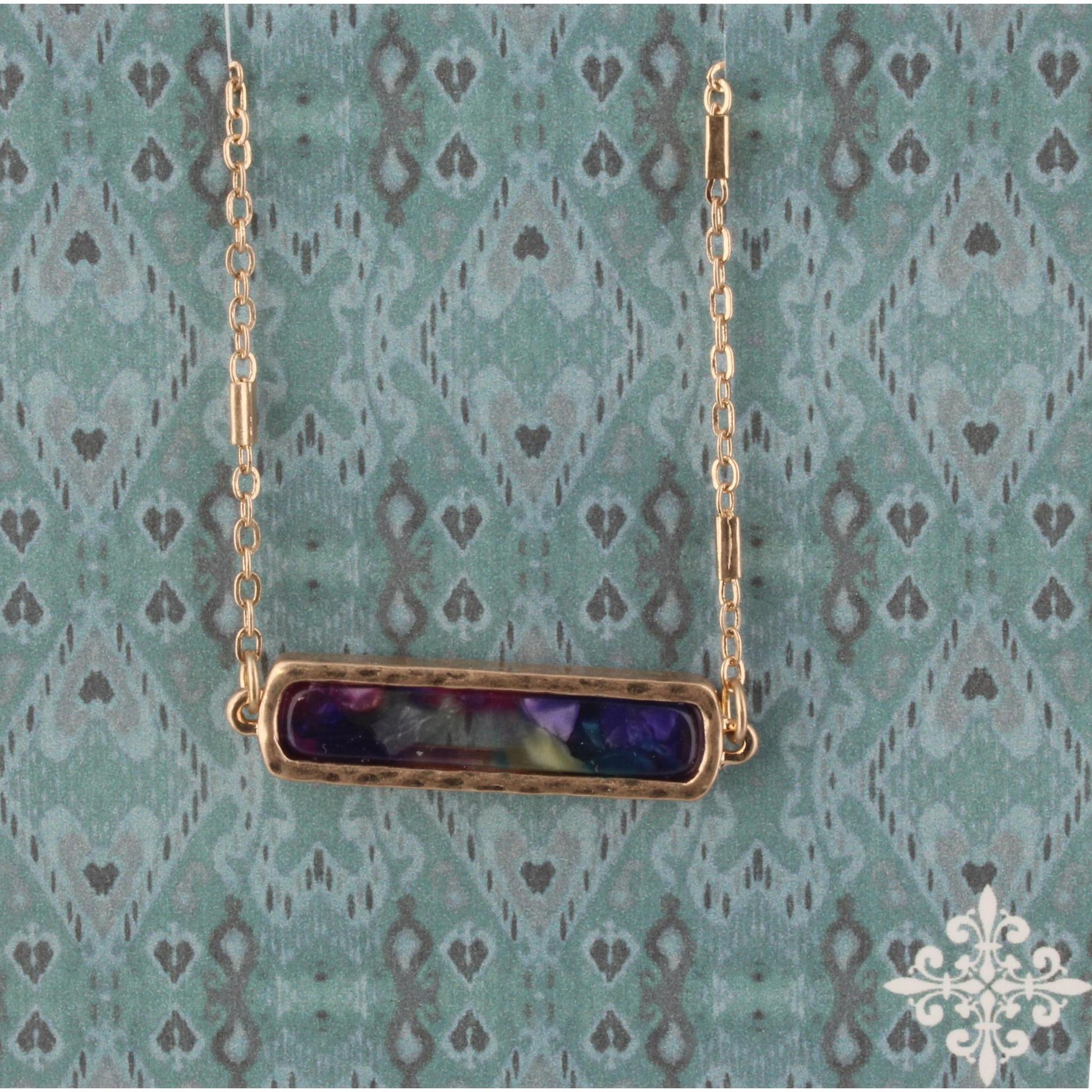 16" Mult Resin Bar Necklace, 3" Ext
