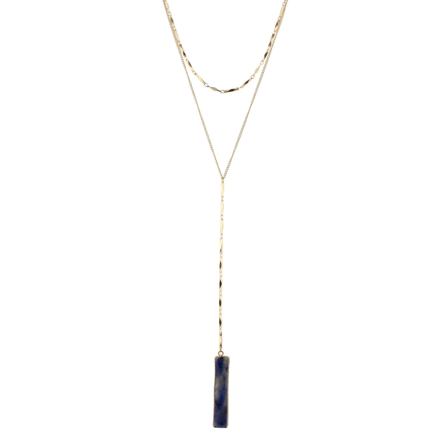 18" 2 Layer Y Necklace with Sodalite Rectangle, 3" Ext