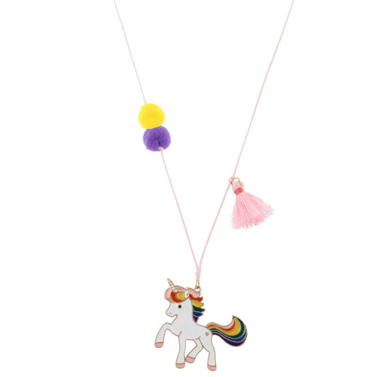 Kids 14" Adjustable Pink Cord Necklace with Epoxy Unicorn