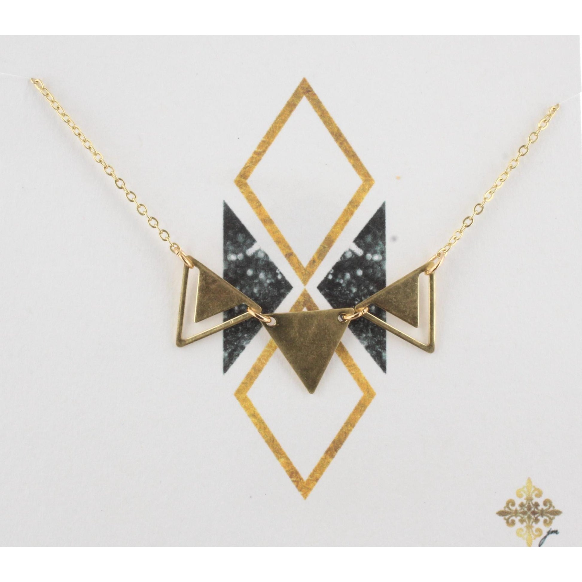 16" Gold Chain Necklace with Triangle Bib, 3" Ext