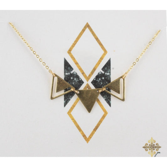 16" Gold Chain Necklace with Triangle Bib, 3" Ext