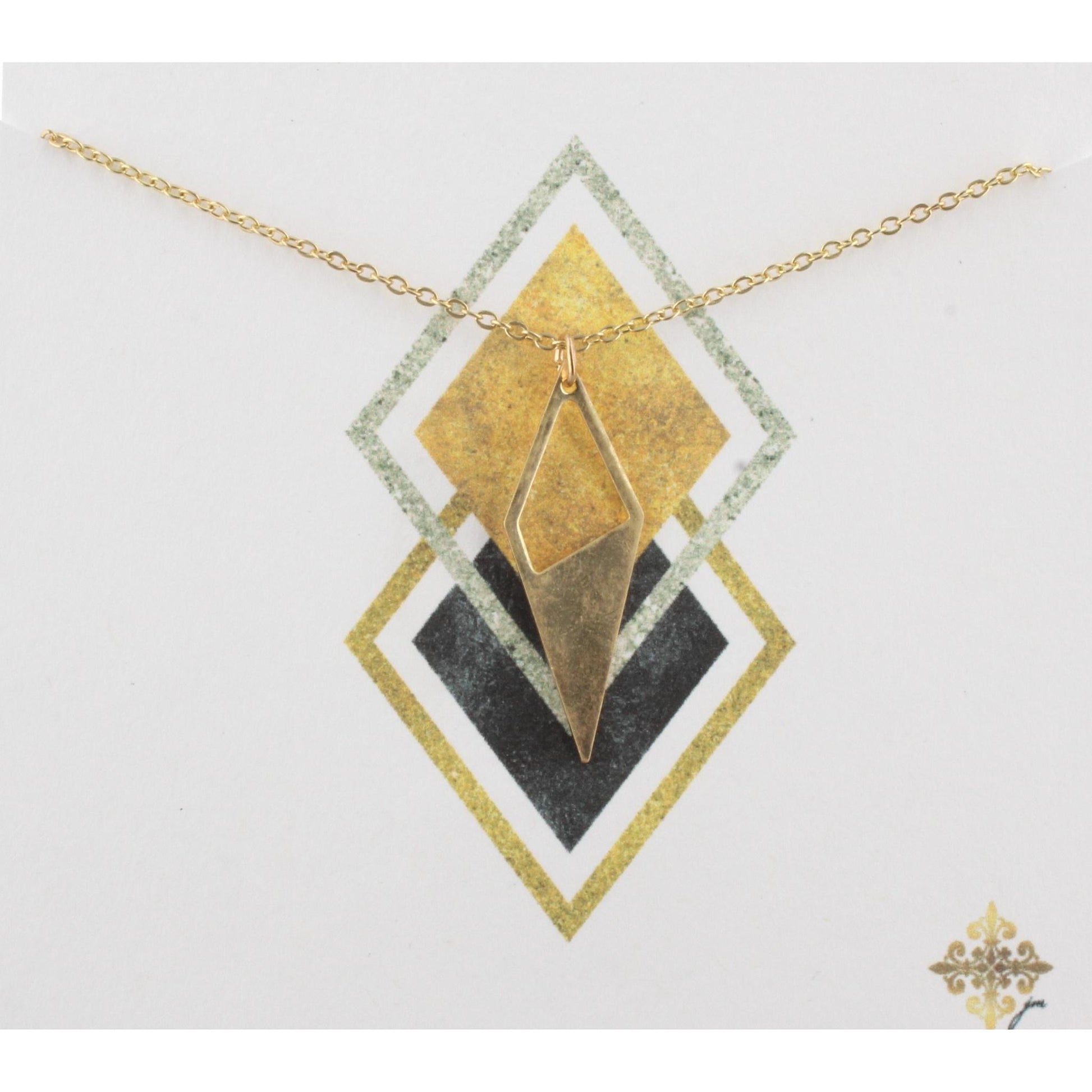 16" Gold Chain Necklace with Half Open Diamond, 3" Ext