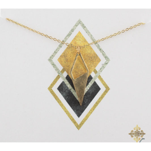 16" Gold Chain Necklace with Half Open Diamond, 3" Ext
