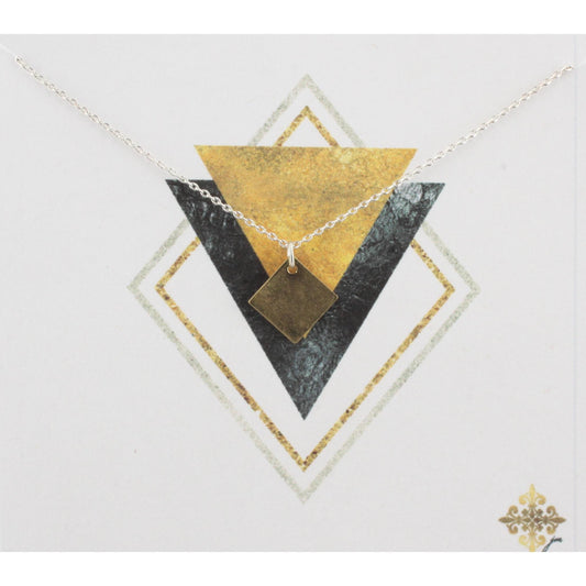 16" Silver Chain Necklace with Gold Square. 3" Ext