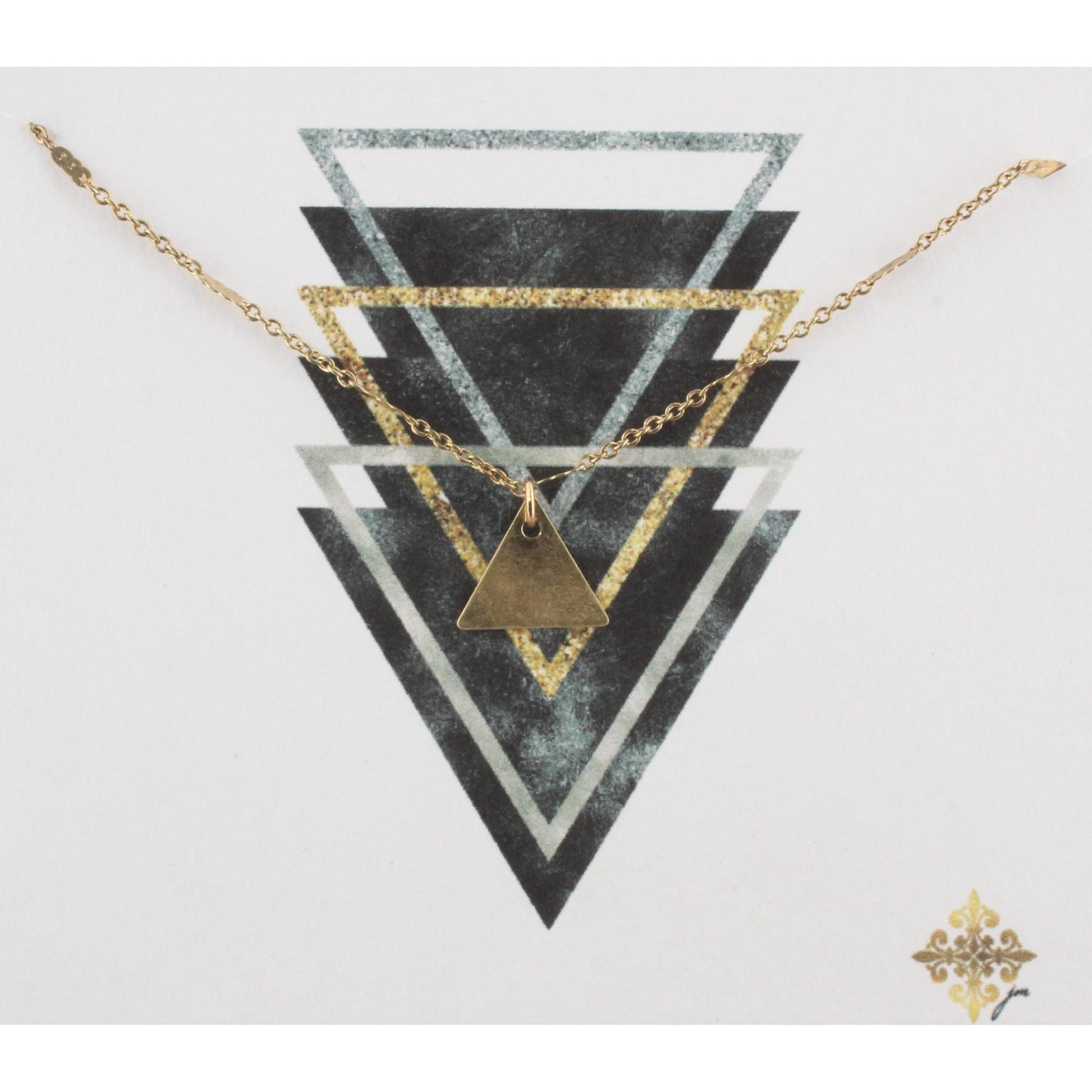 16" Gold Chain Necklace with Triangle, 3" Ext