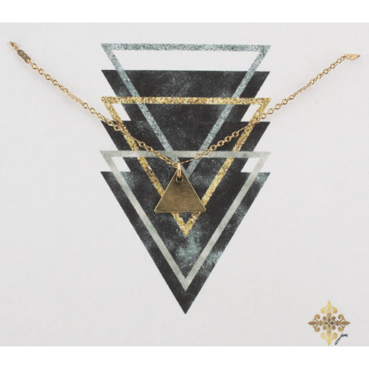 16" Gold Chain Necklace with Triangle, 3" Ext