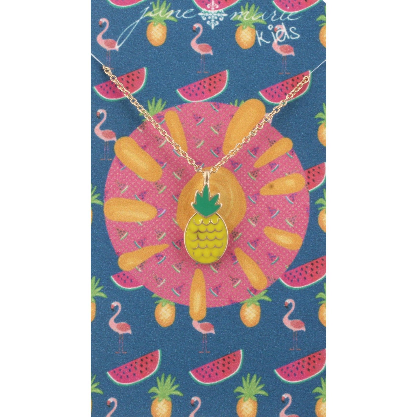 14" Kids Chain Necklace with Epoxy Pineapple, 3" Ext