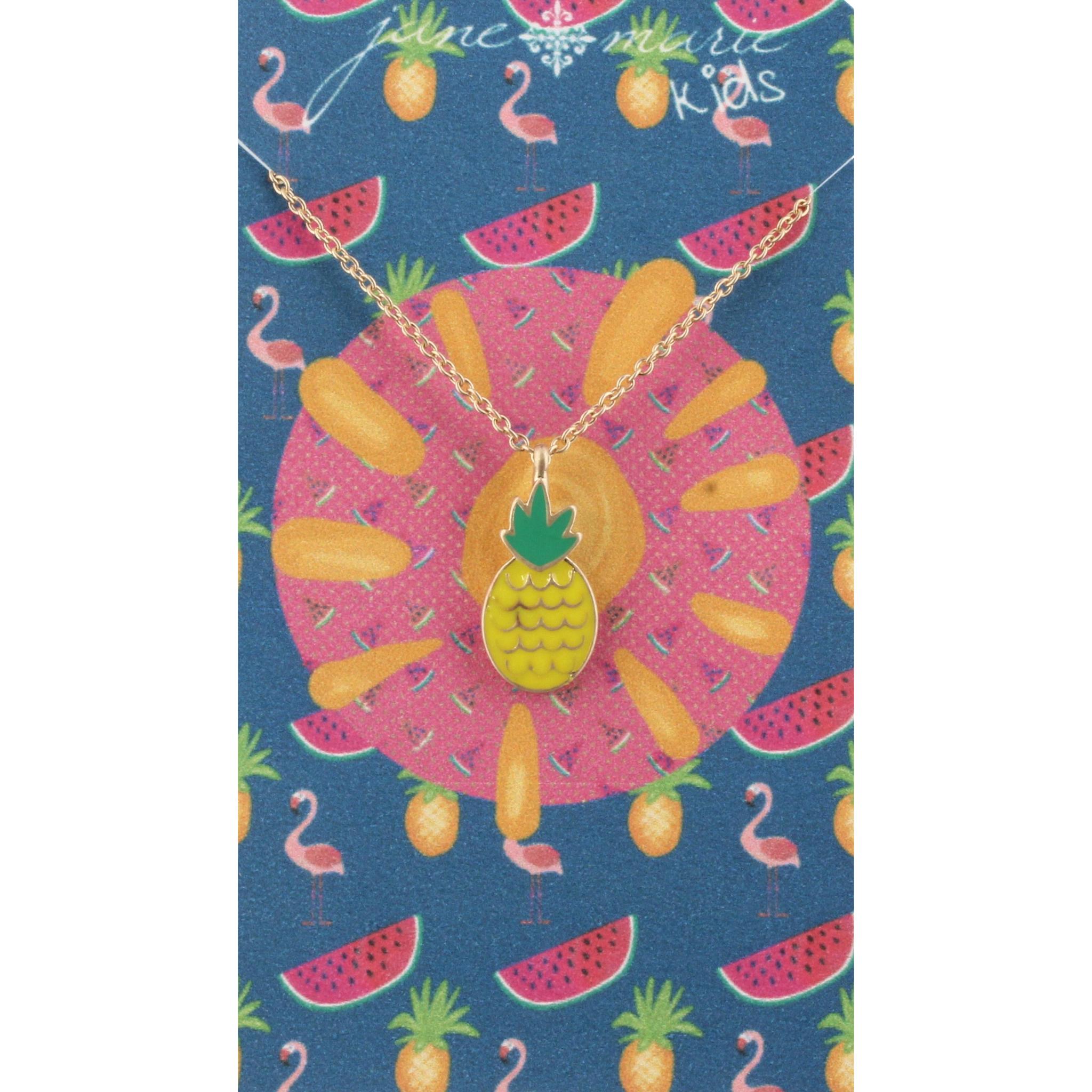 14" Kids Chain Necklace with Epoxy Pineapple, 3" Ext