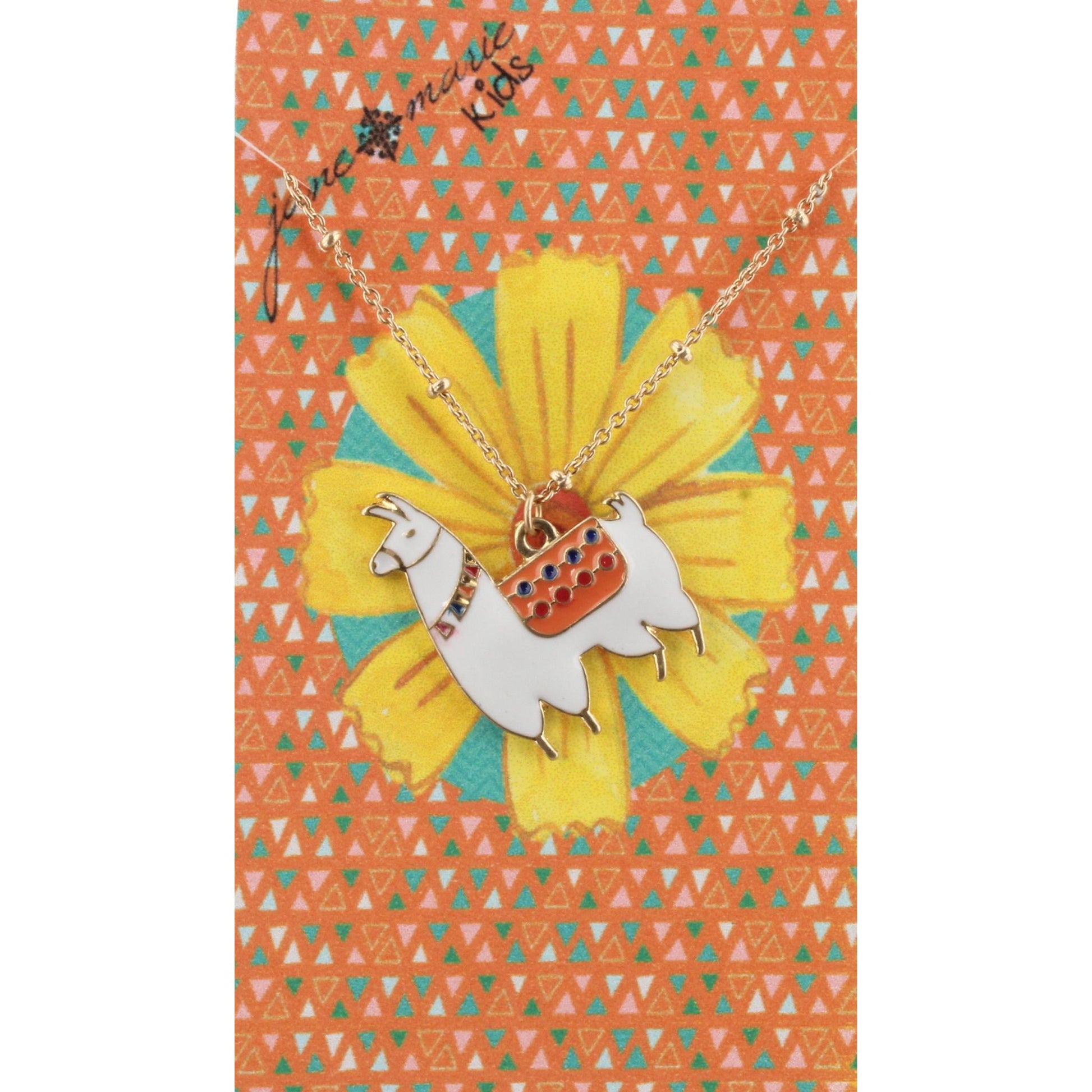 14" Kids Chain Necklace with White Llama, 3" Ext