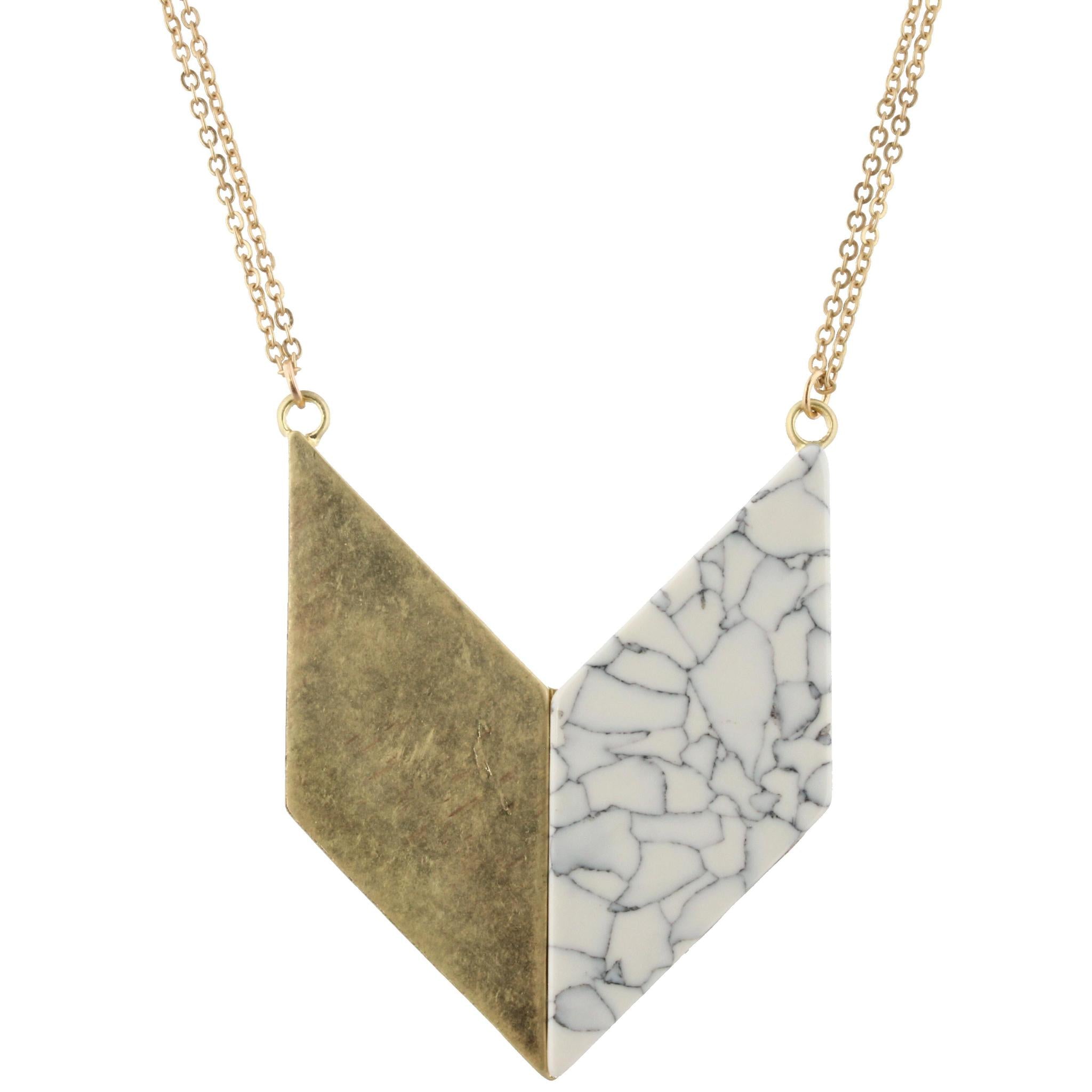 14" Chain Necklace with Half White Marbled Resin Arrow, 3" Ext