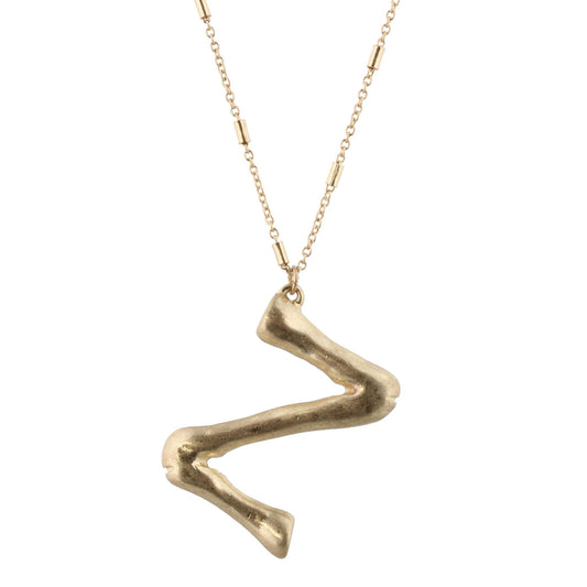 32" Large Gold Z Initial Necklace, 3" Ext