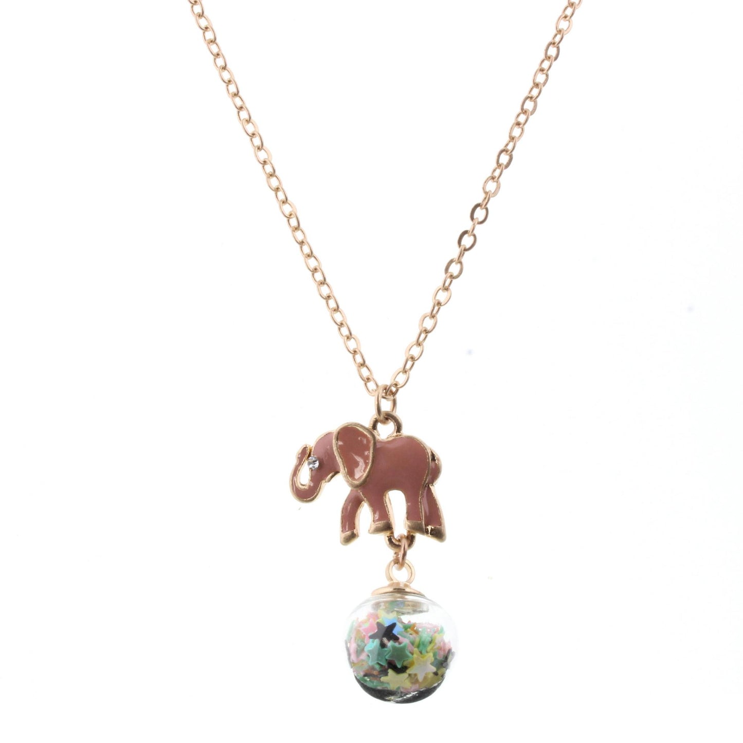 16" Kids Chain Necklace with Confetti Ball Elephant, 3" Ext