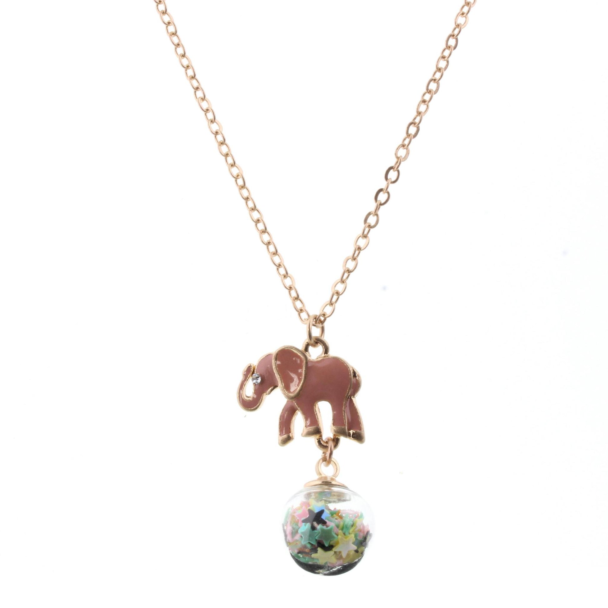 16" Kids Chain Necklace with Confetti Ball Elephant, 3" Ext